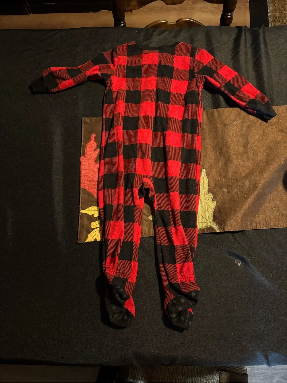 Old Navy Red and Black Buffalo Plaid Footed One-Piece